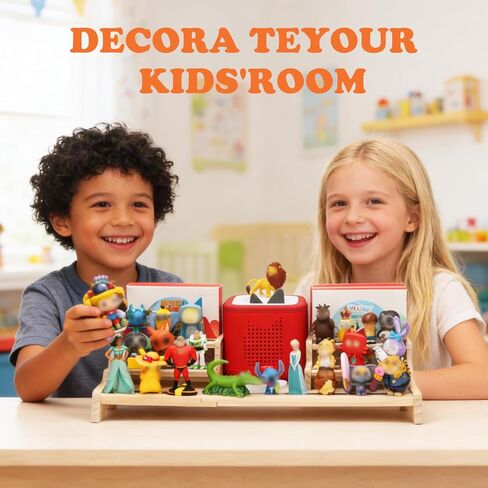 Shelf Compatible with Tonie Box 2/1 Storage, Holds 30+ Tonies Figures & Tonie Play, Magnetic Figures Display Stand Organizer & Listening Station for Kids Room in Kuwait