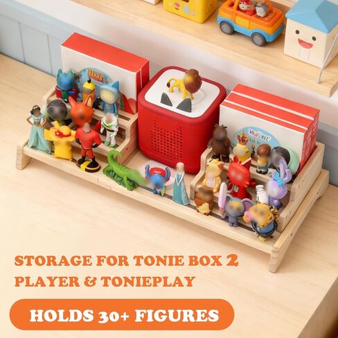 Shelf Compatible with Tonie Box 2/1 Storage, Holds 30+ Tonies Figures & Tonie Play, Magnetic Figures Display Stand Organizer & Listening Station for Kids Room in Kuwait