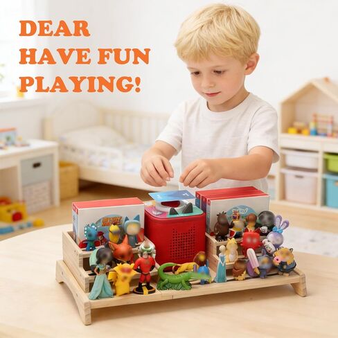 Shelf Compatible with Tonie Box 2/1 Storage, Holds 30+ Tonies Figures & Tonie Play, Magnetic Figures Display Stand Organizer & Listening Station for Kids Room in Kuwait
