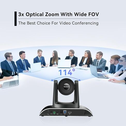 نظام المؤتمرات Tenveo 1080P 60FPS PTZ مع تكبير بصري 3X وزاوية رؤية واسعة 114 درجة ومكبر صوت بلوتوث MagiCall، وإخراج الفيديو عبر USB 3.0/HDMI/RS485/RS232، مثالي للاجتماعات الكبيرة in Kuwait