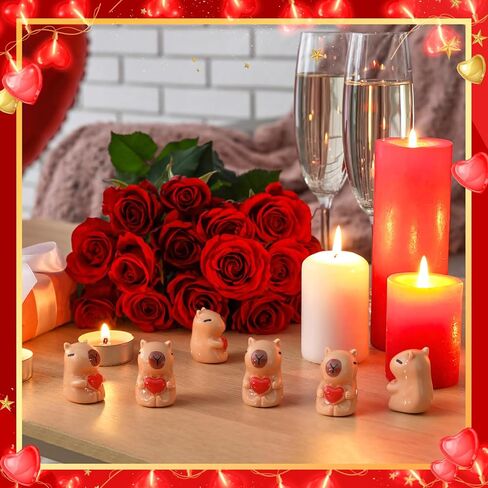 Wesiti 50 Pcs Valentine's Day Highland Cow Figurines Valentines Mini Resin Highland Cow Figurines Miniature Heart Cows Statues Topper Decor for Valentines Weddings Anniversary Party Favors Gifts in Saudi Arabia