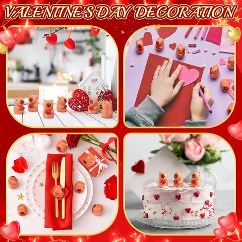 Wesiti 50 Pcs Valentine's Day Highland Cow Figurines Valentines Mini Resin Highland Cow Figurines Miniature Heart Cows Statues Topper Decor for Valentines Weddings Anniversary Party Favors Gifts in Saudi Arabia