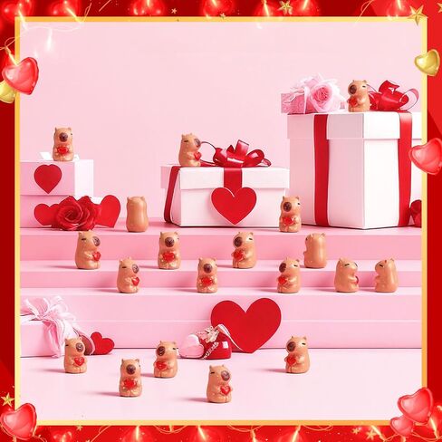 Wesiti 50 Pcs Valentine's Day Highland Cow Figurines Valentines Mini Resin Highland Cow Figurines Miniature Heart Cows Statues Topper Decor for Valentines Weddings Anniversary Party Favors Gifts in Saudi Arabia