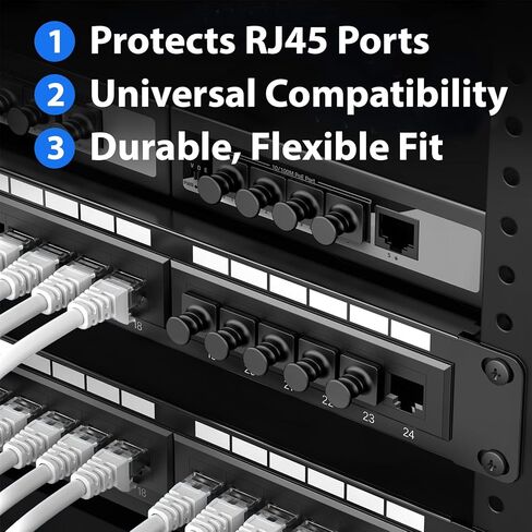 قبعات غطاء الغبار Cyberguys RJ45 باللون الأسود، عبوة من 50 قطعة - أغطية منافذ إيثرنت واقية لمقابس شبكة RJ45، تحجب الغبار والحطام، سهلة التركيب والإزالة، ملاءمة مرنة متينة، توافق عالمي in Saudi Arabia