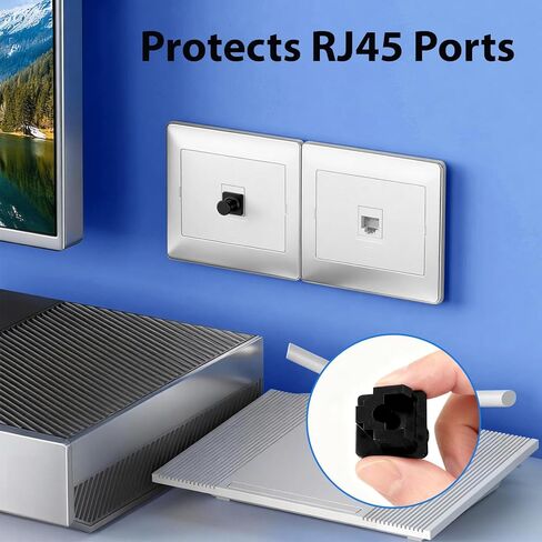 قبعات غطاء الغبار Cyberguys RJ45 باللون الأسود، عبوة من 50 قطعة - أغطية منافذ إيثرنت واقية لمقابس شبكة RJ45، تحجب الغبار والحطام، سهلة التركيب والإزالة، ملاءمة مرنة متينة، توافق عالمي in Saudi Arabia