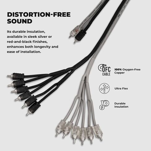 DS18 R2M12M/SLV كابل مقسم ذكر من المستوى 2 إلى 12 RCA، 1.5 قدم، 2-12 ذكر، كابل RCA أسود/فضي فائق المرونة - فضي in Kuwait
