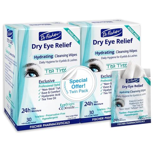 Dr. Fischer. Eyelid Wipes Eye Treatment for Blepharitis, Red, Dry Eyes. Purified Makeup Remover for Lid & Eyelash. 60 Large Size Cleansing Wipe Pads in Saudi Arabia