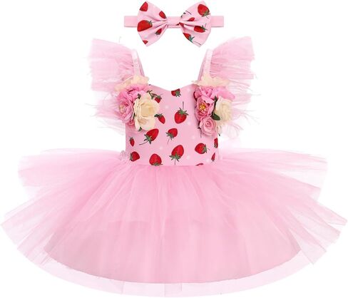 IBTOM CASTLE Infant Baby Girl Dress Sleeveless Flower Girls Tulle Tutu Dress Birthday Party Pageant Dress with Headband in Saudi Arabia