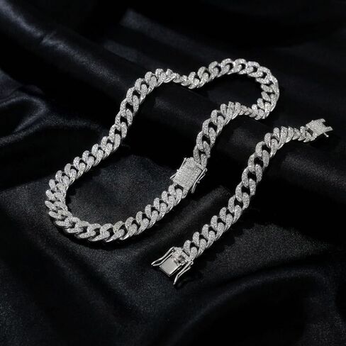 Lbosioey 2PCS الرجال سلسلة الارتباط الكوبي المثلج ومجموعة سوار، وصلات ميامي الكوبية مع زركونيا مكعب، بيان مجوهرات الهيب هوب، سلاسل بلينغ للحزب in Saudi Arabia