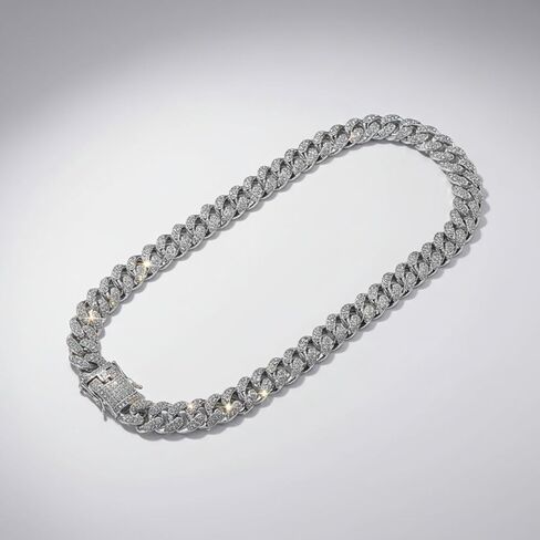 Lbosioey 2PCS الرجال سلسلة الارتباط الكوبي المثلج ومجموعة سوار، وصلات ميامي الكوبية مع زركونيا مكعب، بيان مجوهرات الهيب هوب، سلاسل بلينغ للحزب in Saudi Arabia