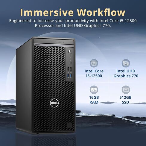 Dell OptiPlex 3000 Tower Business Desktop, Intel i5-12500, 16GB RAM, 512GB PCIe SSD, Intel UHD Graphics 770, DVDRW, Ethernet, WiFi Adapter, Keyboard & Mouse, Win 11 Pro, Black (Renewed) in Kuwait
