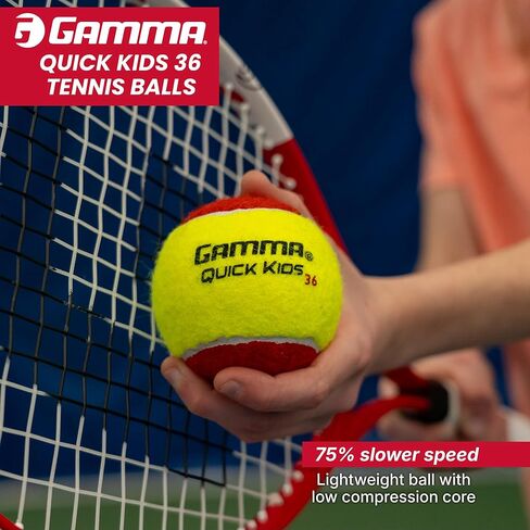 جاما كويك كيدز 60 كرة تنس للتدريب للأطفال والمبتدئين، قلب منخفض الضغط يقلل من السرعة والارتداد، رائعة لممارسة التنس، معتمدة من USTA وITF للآباء بعمر 10 سنوات أو أقل in Kuwait
