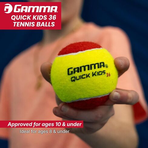 جاما كويك كيدز 60 كرة تنس للتدريب للأطفال والمبتدئين، قلب منخفض الضغط يقلل من السرعة والارتداد، رائعة لممارسة التنس، معتمدة من USTA وITF للآباء بعمر 10 سنوات أو أقل in Kuwait