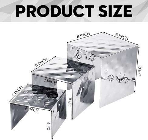 MorningRo مجموعة من 3 حامل عرض للساعة الرملية من الفولاذ المقاوم للصدأ لعرض الطعام ورف حامل لتقديم الطعام ومقتنيات الحلوى وأشكال المجوهرات والحفلات in Kuwait