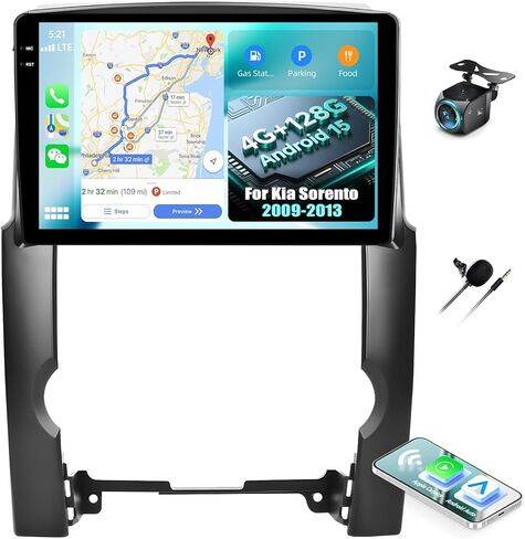 [4G+128G] راديو سيارة لكيا سورينتو 2009-2013 مع CarPlay Android Auto، شاشة لمس 10.1 بوصة Android 15 Kia Sorento ستيريو مع وصلة مرآة واي فاي GPS، بلوتوث، FM/RDS SWC EQ+كاميرا احتياطية in Saudi Arabia