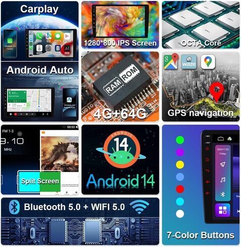 راديو ستيريو للسيارة ASURE 10.1 بوصة لسيارة Honda Accord 8Gen 2008-2012 EX Cars، 8Core 4+64GB Android 15 Car Dash GPS Navigation Unit مع Carplay اللاسلكي، Android Auto، شاشة لمس 1280x800، مع كاميرا in Saudi Arabia