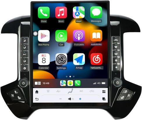 15.6 inch Screen Car Radio for Chevrolet Silverado GMC Sierra 2014-2018 Stereo Replacement Head Unit 2K IPS Touch Screen Carplay Android Auto GPS Navigation Multimedia Play (Silver, OEM 8 inch) in Saudi Arabia
