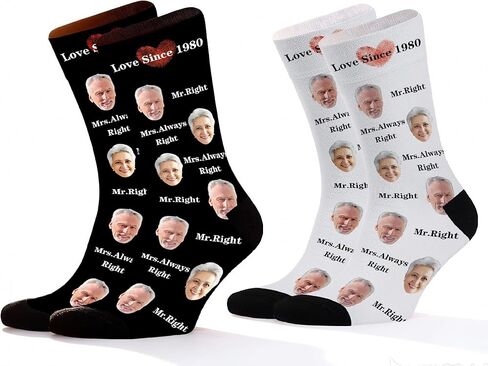 Purgmipth Custom Socks with FACE PHOTOS TEXT Made in USA, Personalized Funny Gifts for Birthday Christmas Wedding in Saudi Arabia