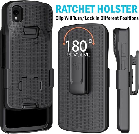 Case + Hand Strap + Belt Clip Combo for Zebra TC22 TC27 Mobile Computer Scanner, Nakedcellphone Slim Hard Shell Cover with Kickstand and [Rotating/Ratchet] Belt Hip Holster Holder Combo - Black in Saudi Arabia
