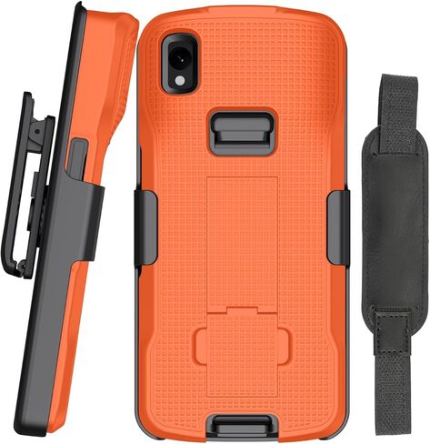 Case + Hand Strap + Belt Clip Combo for Zebra TC22 TC27 Mobile Computer Scanner, Nakedcellphone Slim Hard Shell Cover with Kickstand and [Rotating/Ratchet] Belt Hip Holster Holder Combo - Black in Saudi Arabia