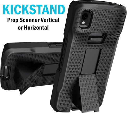 Case + Hand Strap + Belt Clip Combo for Zebra TC22 TC27 Mobile Computer Scanner, Nakedcellphone Slim Hard Shell Cover with Kickstand and [Rotating/Ratchet] Belt Hip Holster Holder Combo - Black in Saudi Arabia