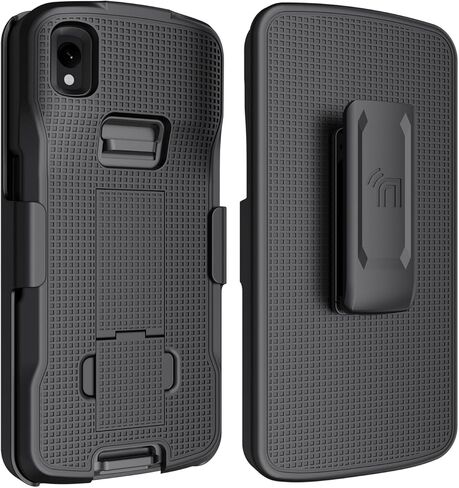 Case + Hand Strap + Belt Clip Combo for Zebra TC22 TC27 Mobile Computer Scanner, Nakedcellphone Slim Hard Shell Cover with Kickstand and [Rotating/Ratchet] Belt Hip Holster Holder Combo - Black in Saudi Arabia
