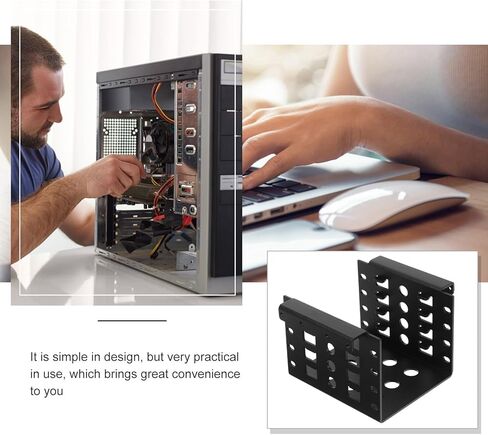 حامل محرك أقراص ثابتة مقاس 5 بوصات وقفص تثبيت SSD مقاس 2.5 بوصة لحافظة الكمبيوتر الشخصي، وصينية محرك أقراص سوداء متوافقة مع أجهزة الكمبيوتر المكتبية وعشاق الأعمال اليدوية in Kuwait