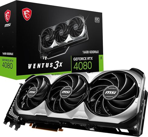 MSI GeForce RTX 4080 16GB Ventus 3X OC Gaming Graphics Card - 16GB GDDR6X, 2550 MHz, PCI Express Gen 4, 256-bit, 3X DP v 1.4a, HDMI 2.1a (Supports 4K & 8K HDR) in Saudi Arabia