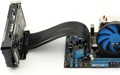Gaming PCIe 3.0 16x PCI-E Riser Extension Cable GPU Mount Bracket Graphics Flexible Cable Card Vertical 90 Degree 20cm (90 Degree Angle Black), GEN 3 x16 PCI Express in Saudi Arabia