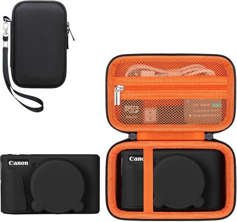حافظة كاميرا RAIALL لكاميرا Canon PowerShot SX740/SX730 الرقمية، 1 × حقيبة حمل صلبة وحقيبة سفر واقية + 1 × غطاء واقٍ من السيليكون الناعم مع غطاء عدسة قابل للإزالة، وردي هلامي in Saudi Arabia