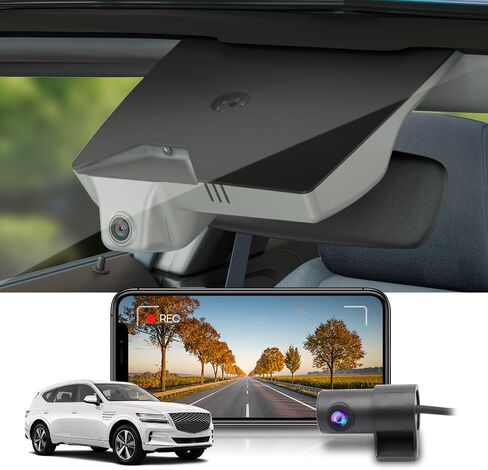 Fitcamx Front 4K+Rear 1080P Dash Cam Adapts for Genesis GV80 2021-2025 (HD2-T6010, Tan Cover), OEM Style, 2 Way HD Video, Built-in WiFi & APP, Loop Recording, G-Sensor, Easy to Operate, 128GB Card in Kuwait