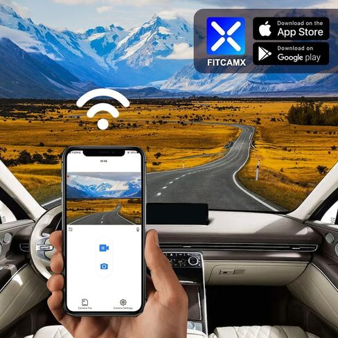 Fitcamx Front 4K+Rear 1080P Dash Cam Adapts for Genesis GV80 2021-2025 (HD2-T6010, Tan Cover), OEM Style, 2 Way HD Video, Built-in WiFi & APP, Loop Recording, G-Sensor, Easy to Operate, 128GB Card in Kuwait
