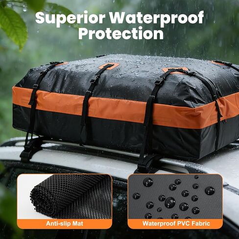 DUMOS Car Rooftop Cargo Carrier 20 Cubic Feet, Car Roof Waterproof PVC Bag, with Anti-Slip Mat, Combination Luggage Lock, Reinforced Straps & Door Hooks, Fit Vehicles with/Without Roof Racks in Saudi Arabia
