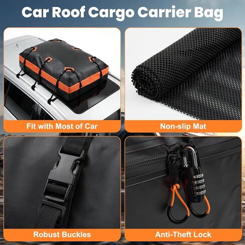 DUMOS Car Rooftop Cargo Carrier 20 Cubic Feet, Car Roof Waterproof PVC Bag, with Anti-Slip Mat, Combination Luggage Lock, Reinforced Straps & Door Hooks, Fit Vehicles with/Without Roof Racks in Saudi Arabia
