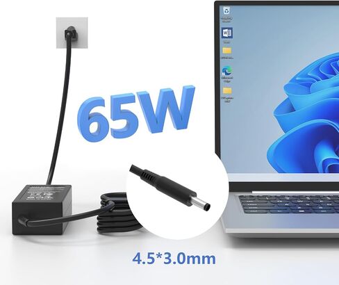 محول تيار متردد 65 وات 4.5 مم متوافق مع Dell 15 16 DC15250 DC15255 DC16251 DC16250، Pro 15 14 كمبيوتر محمول أساسي، Insprion 16 15 3530 5620 5625 5635 5630 5635 مزود الطاقة in Kuwait