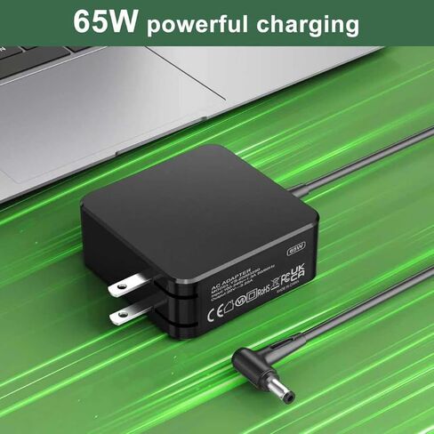Charger for Lenovo Laptop IdeaPad 3 (3-14 3-15 3-17), 65W 45W Lenovo IdeaPad 3 Charger with Foldable Plug and 5.6ft Power Cable Compatible with Round Tip, Yoga, Flex, Miix, Chromebook in Kuwait