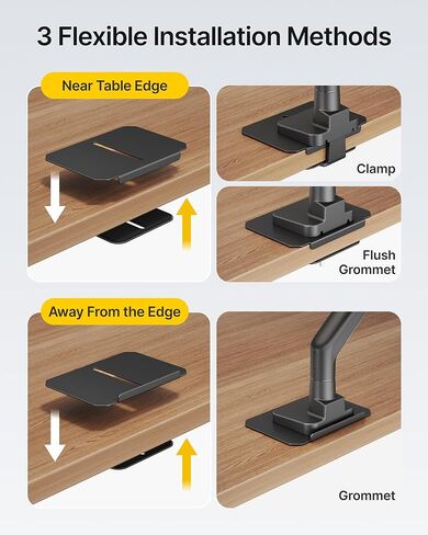 monTEK Monitor Arm & Reinforcement Plate, Fits 17–57" Ultrawide Curved Screens up to 59.4 lbs, Adjustable Gas Spring Mount with USB + Steel Stabilizer Plate for Fragile or Thin Desks, Clamp & Grommet in Saudi Arabia