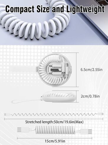 YACSEJAO Multi USB C Coiled Charging Cable Adapter Kit Multi-Type Charging Cable Case Convertor Portable USB Converter Case Box with iOS/USB-A/Micro Adapter (White) in Saudi Arabia
