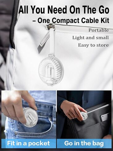 YACSEJAO Multi USB C Coiled Charging Cable Adapter Kit Multi-Type Charging Cable Case Convertor Portable USB Converter Case Box with iOS/USB-A/Micro Adapter (White) in Saudi Arabia