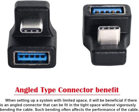 Cablecc 180 درجة لأعلى ولأسفل بزاوية من النوع C USB-C OTG إلى USB 3.0 أنثى تمديد محول للهاتف الخليوي والكمبيوتر اللوحي in Kuwait