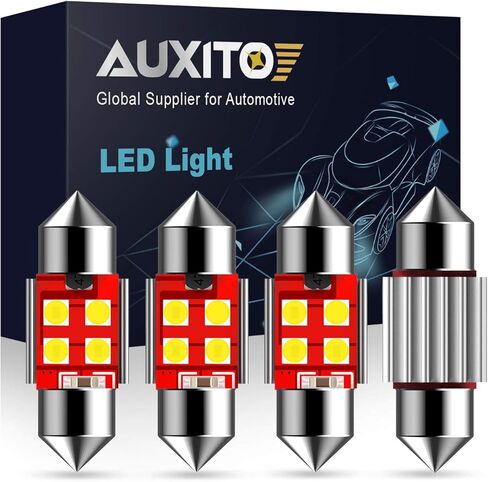 AUXITO 194 LED Bulb 6000K White Canbus Error Free, 168 175 2825 W5W T10 LED Replacement Light Kit for Car Interior Map Marker License Plate Parking Dome Lights, Pack of 4 in Saudi Arabia