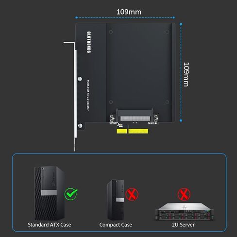 GLOTRENDS PU15 U.2 to PCIe 5.0 X4 Adapter for 2.5 Inch U.2 SSD, PCIe 5.0 X4 Full Speed in Saudi Arabia