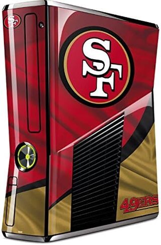 ملصق Skinit المخصص للألعاب متوافق مع Xbox 360 Slim (2010) - تصميم مرخص رسميًا من NFL San Francisco 49ers in Kuwait