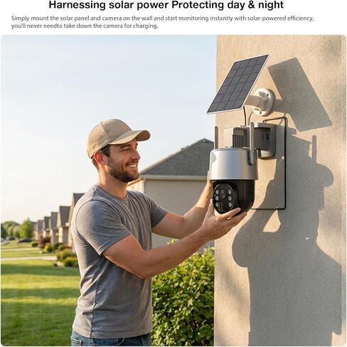 كاميرا Tuya Solar Security 2K 3MP، كاميرا واي فاي لاسلكية خارجية مع 360 درجة PTZ، IP65، كاميرا مراقبة منزلية تعمل بالبطارية مع رؤية ليلية ملونة، مستشعر PIR، صوت ثنائي الاتجاه، تخزين SD/سحابي، تنبيهات التطبيقات in Kuwait