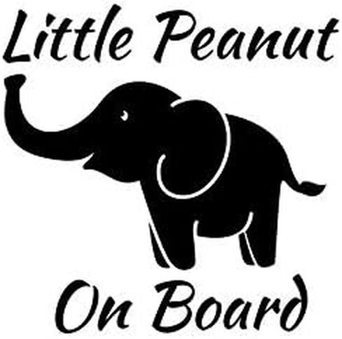 ملصق فينيل مطبوع عليه Little Peanut On Board Elephant NOK | كمبيوتر محمول على جدران شاحنات السيارات|أسود|5.5 × 5.5 بوصة|NOK912 in Saudi Arabia