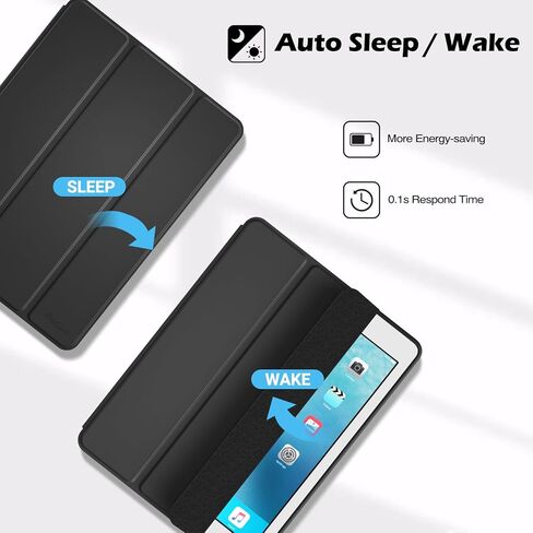 حافظة ProCase رفيعة لجهاز iPad الجيل السادس/ الخامس، iPad Air 2nd/ Air 1st، غطاء خلفي ناعم من مادة TPU مقاس 9.7 بوصة مع حامل قلم رصاص، تنبيه/غفو تلقائي - أسود in Saudi Arabia