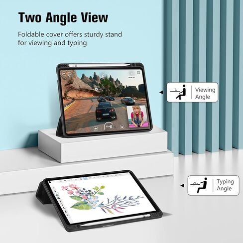 حافظة ProCase رفيعة لجهاز iPad الجيل السادس/ الخامس، iPad Air 2nd/ Air 1st، غطاء خلفي ناعم من مادة TPU مقاس 9.7 بوصة مع حامل قلم رصاص، تنبيه/غفو تلقائي - أسود in Saudi Arabia