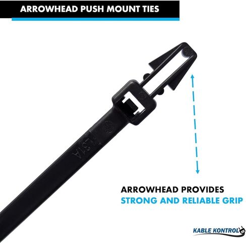 Kable Kontrol Arrowhead Push Mount Cable Ties Nylon, 8 Inch 100 Pcs, 50 Lbs Tensile Strength, Self-Locking Zip Ties UV & Chemical Resistant Ideal for Indoor, Outdoor, and Industrial Use - Black in Saudi Arabia