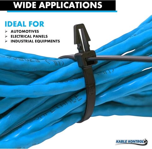Kable Kontrol Arrowhead Push Mount Cable Ties Nylon, 8 Inch 100 Pcs, 50 Lbs Tensile Strength, Self-Locking Zip Ties UV & Chemical Resistant Ideal for Indoor, Outdoor, and Industrial Use - Black in Saudi Arabia