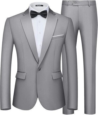 WULFUL Men's 2 Piece Slim Fit Suit Set One Button Blazer Jacket Pants Tuxedo Set for Prom, Wedding and Business in Saudi Arabia
